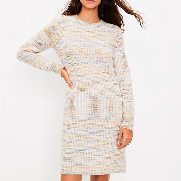 LOFT Dresses & Skirts - LOFT Rainbow Spacedye Sweater Dress Size Small NEW